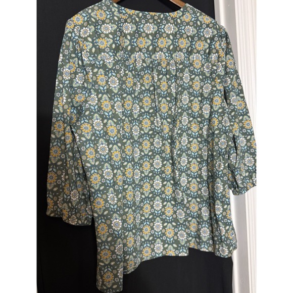 Croft & Barrow Floral Top Tee Shirt 3/4 Sleeve Forest Fairy 2X plus 100% cotton - Picture 4 of 7